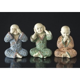 Three monks who see nothing, say nothing and hear nothing, set of 3
