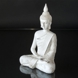 Buddha sitting in meditation Dhyana Mudra, white polyresin