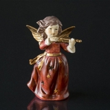 Engel med violin i rød, fyrfadslys, lille