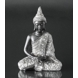 Buddha sitzend in Meditation Dhyana Mudra, Schwarz und Silber Polyresin