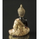 Buddha Erdberührungsgeste Bhumisparsa Mudra, Schwarz und Gold Polyresin