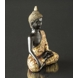Buddha The Earth is Witness Bhumisparsa Mudra, Black and Gold Polyresin
