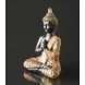 Buddha bedende, sort og guld polyresin
