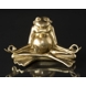 Meditating Yoga Frog, gold polyresin