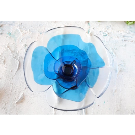 1977 Rosenthal Skål/platte, glas designet af Gynther Ferdinand Ris (har et skår på foden bagpå)