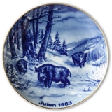 1983 Wallendorf Christmas plate, Wild Boar