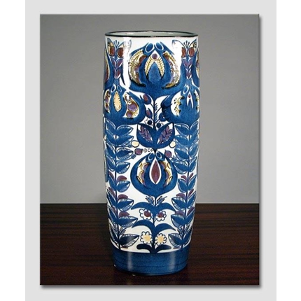 Vase Fajance med abstrakt motiv i blå, produceret af Royal Copenhagen nr. 233-3101