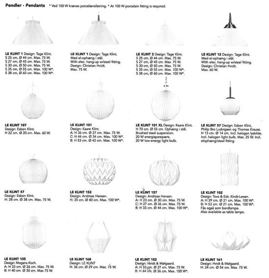 Le Klint design lamps and shades for